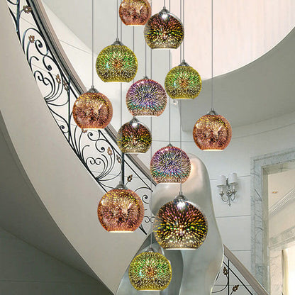 Moderne Creatieve 3D Kleurrijke Vuurwerk Glas 1-Licht Kooi Hanglamp