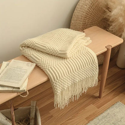 VINTAGE TASSEL BREI DEKEN
