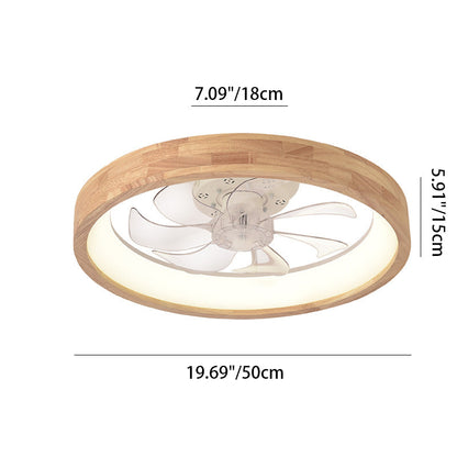 Traditionele Japanse Massief Houten IJzer Acryl ABS Ronde Holle LED Flush Mount Plafondventilator Licht Voor Slaapkamer