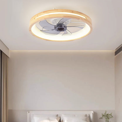 Traditionele Japanse Massief Houten IJzer Acryl ABS Ronde Holle LED Flush Mount Plafondventilator Licht Voor Slaapkamer