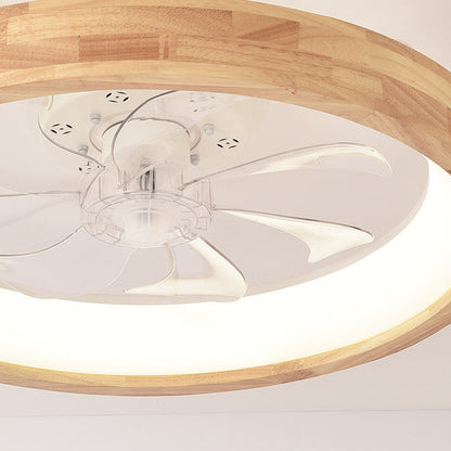 Traditionele Japanse Massief Houten IJzer Acryl ABS Ronde Holle LED Flush Mount Plafondventilator Licht Voor Slaapkamer