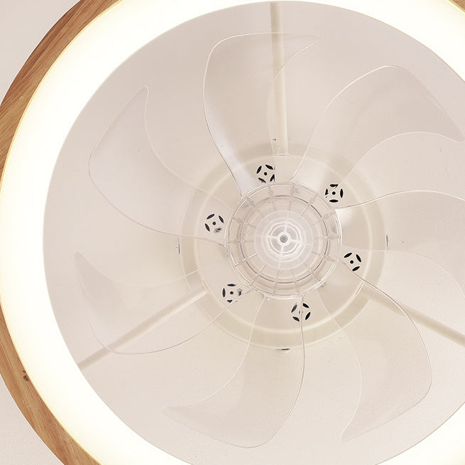 Traditionele Japanse Massief Houten IJzer Acryl ABS Ronde Holle LED Flush Mount Plafondventilator Licht Voor Slaapkamer