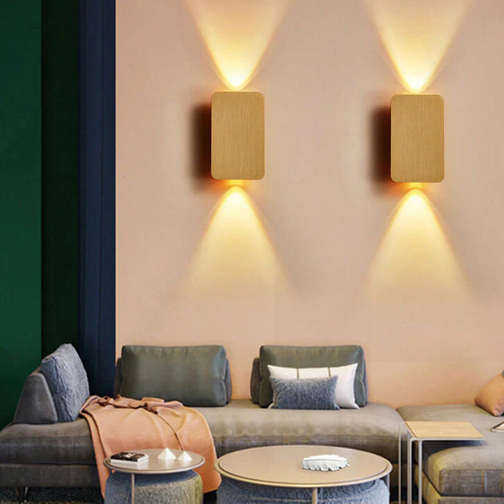 Noordse Minimalistische Aluminium Rechthoekige Platte Paneel 2-Lichts LED Wandlamp