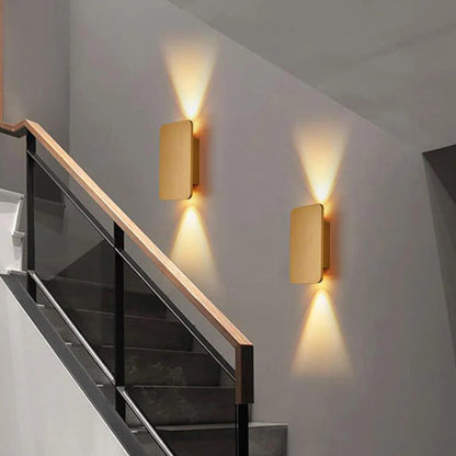 Noordse Minimalistische Aluminium Rechthoekige Platte Paneel 2-Lichts LED Wandlamp