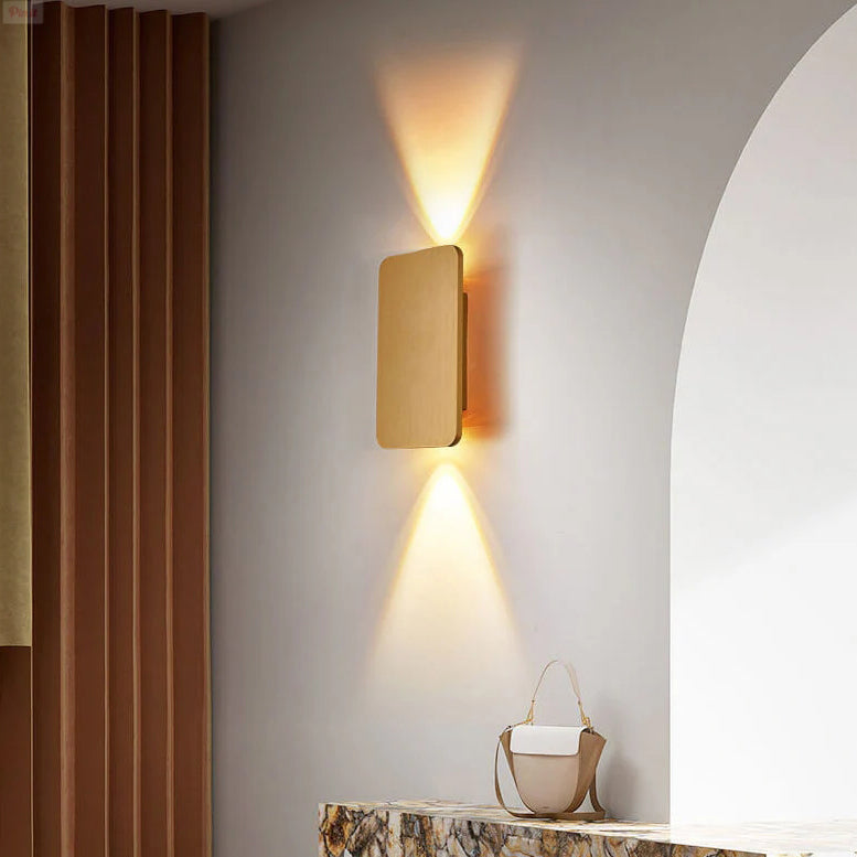 Noordse Minimalistische Aluminium Rechthoekige Platte Paneel 2-Lichts LED Wandlamp