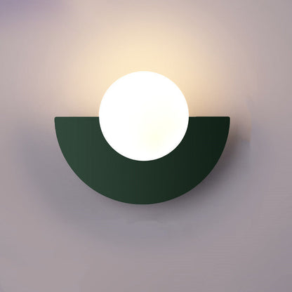 Moderne Minimalistische Glazen Sferische Kleurrijke Halve Cirkel Ontwerp 1-Lichts Wandlamp