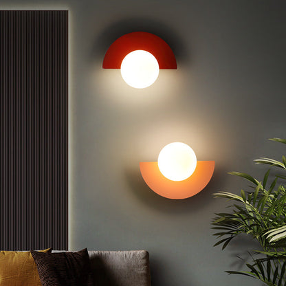 Moderne Minimalistische Glazen Sferische Kleurrijke Halve Cirkel Ontwerp 1-Lichts Wandlamp