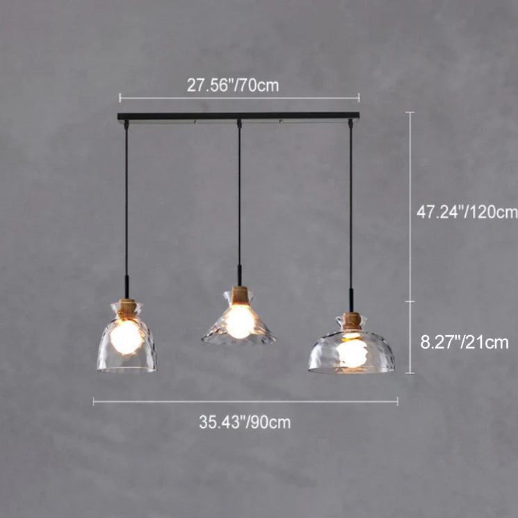 Noordse Helder Geribbeld Glas Schaduw 1-Licht Hanglamp