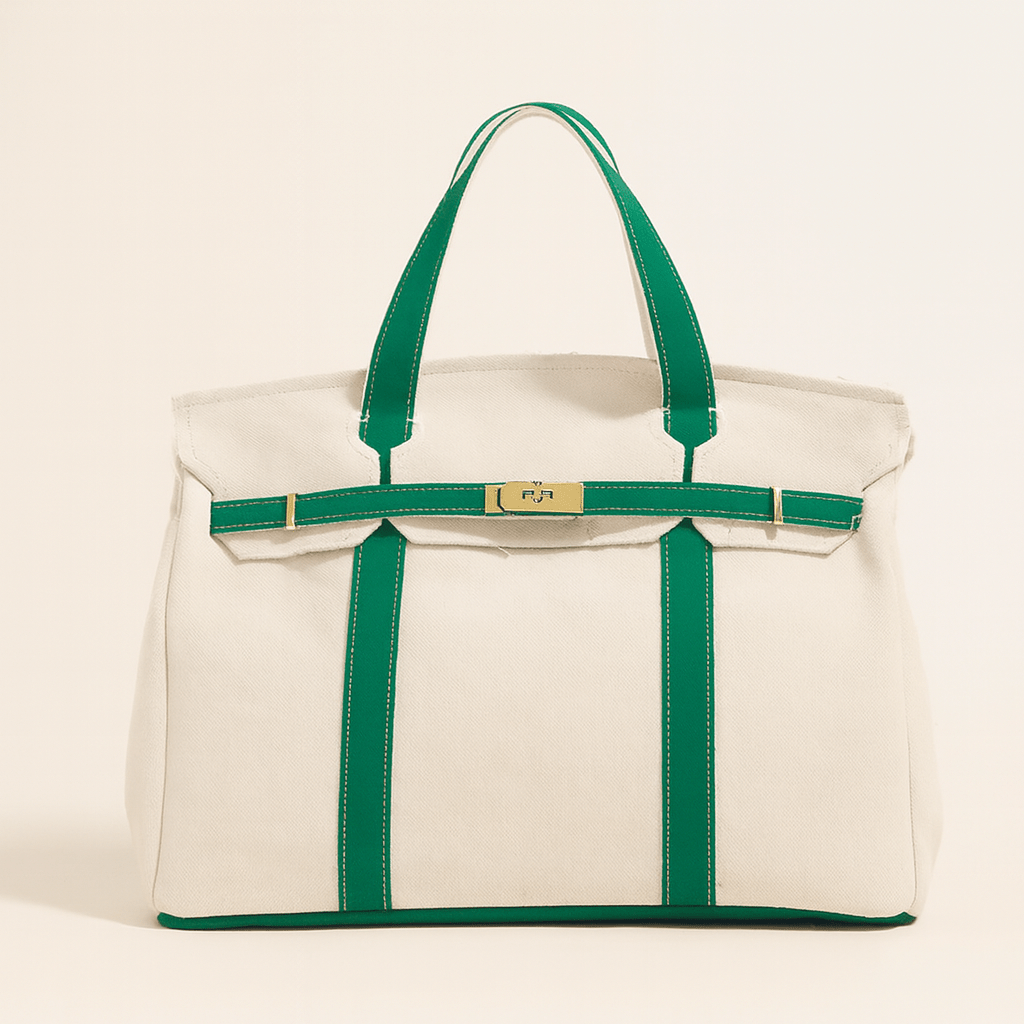 Premium canvas shopper met versterkte stalen details