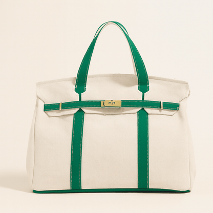 Premium canvas shopper met versterkte stalen details