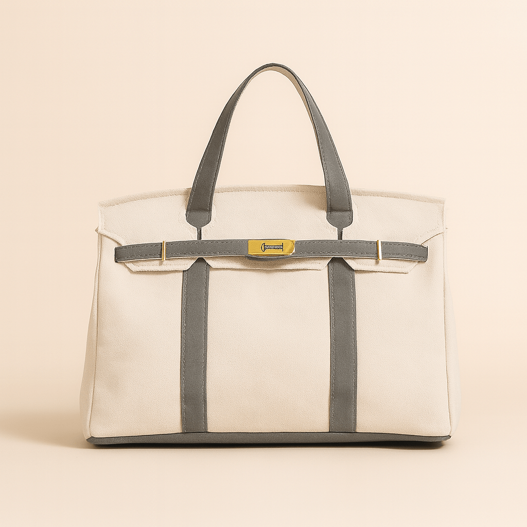 Premium canvas shopper met versterkte stalen details