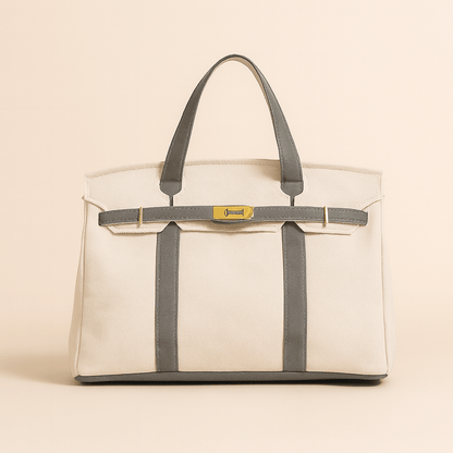 Premium canvas shopper met versterkte stalen details