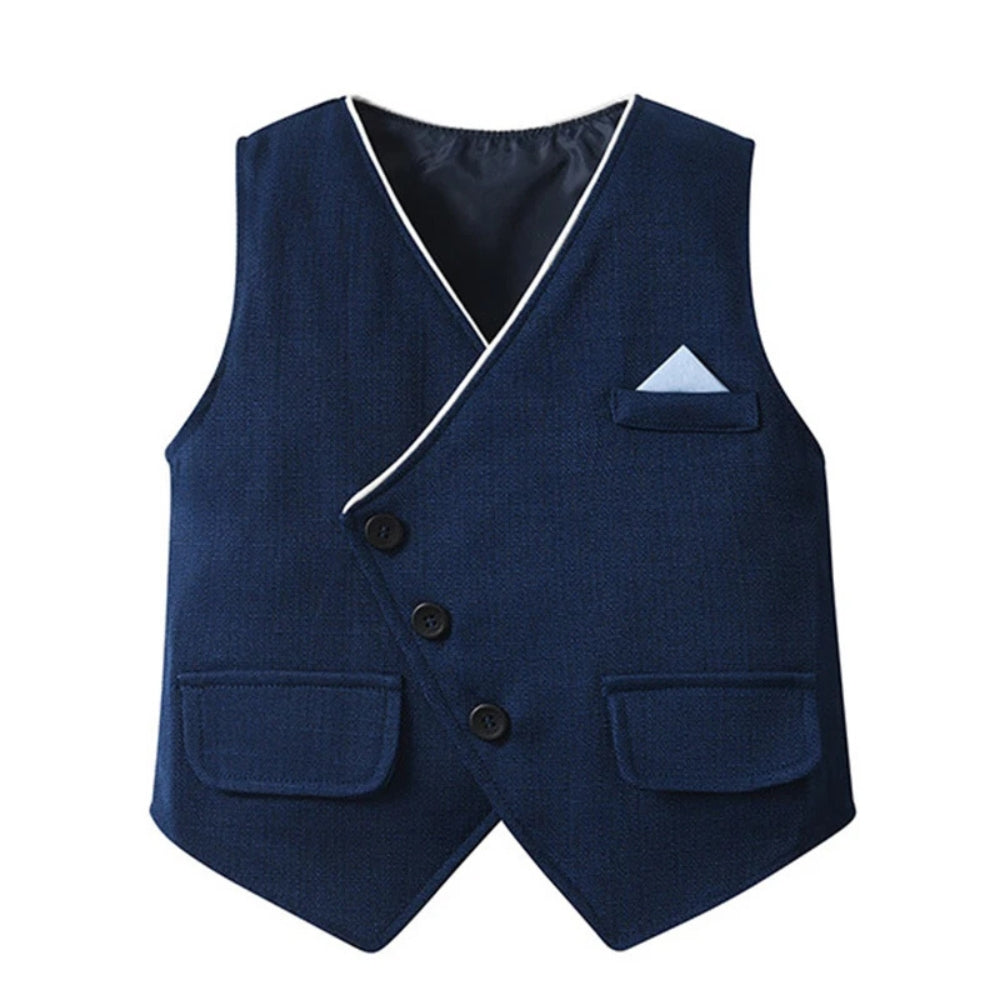 Chic Jongenspak 3-delig – Blauw Overhemd, Gilet en Broek met Strikje