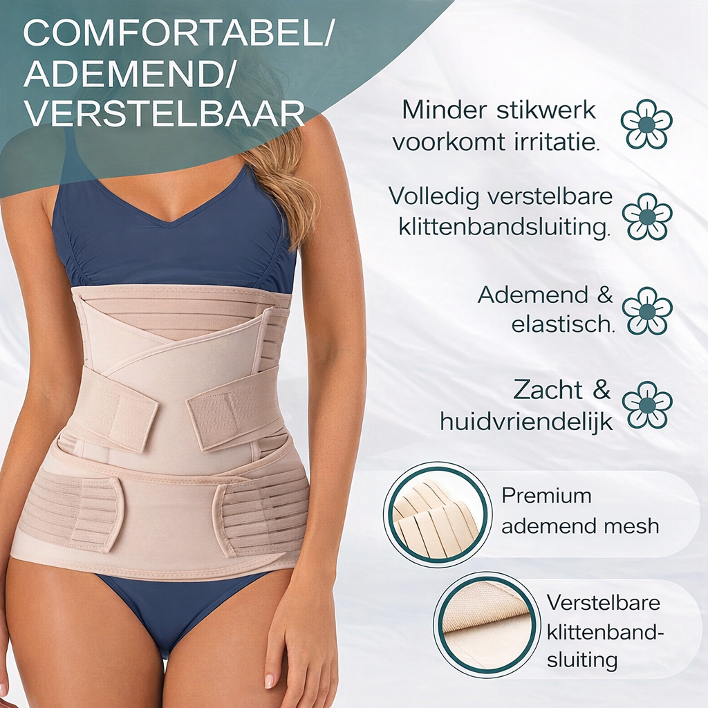 3-in-1 Postpartum Buikband – Comfortabele en Verstelbare Ondersteuning voor Herstel na de Bevalling
