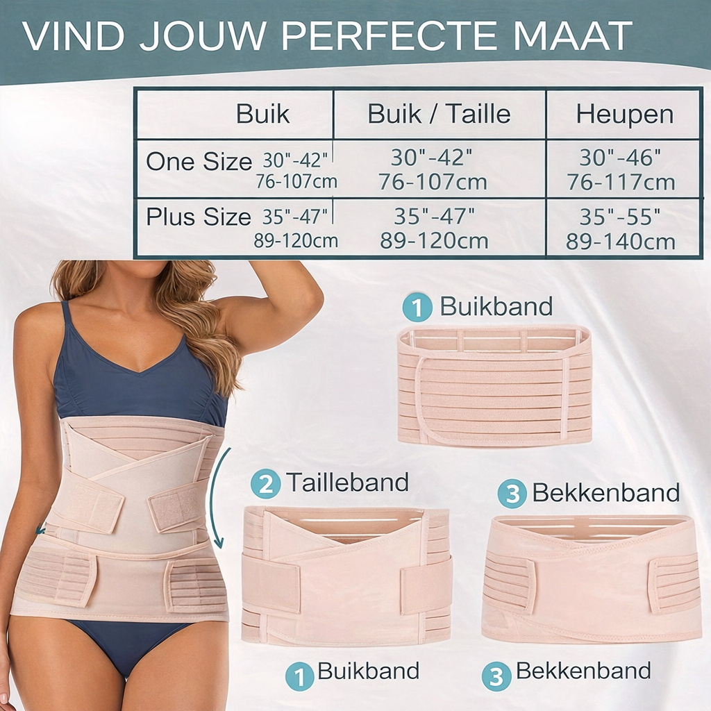 3-in-1 Postpartum Buikband – Comfortabele en Verstelbare Ondersteuning voor Herstel na de Bevalling