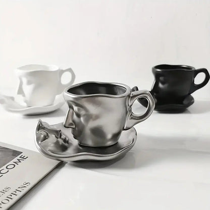 Keramische Kuss Koffiekop en Schotel Set
