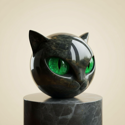 Zwarte Kattenkop met Hypnotiserende Ogen