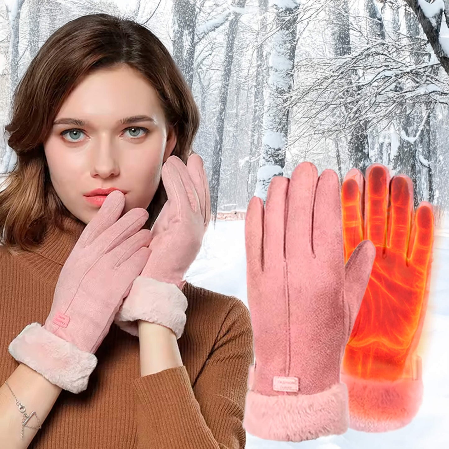 Dames Thermische Waterdichte Winterhandschoenen met Touchscreen & USB Oplaadbaar Warm Ontwerp