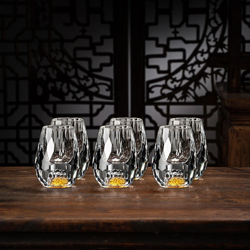 Luxury Crystal Glasses with Gold Flakes – Handgemaakt – Set van 2 – Voor whisky en premium dranken