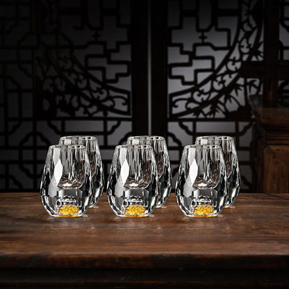 Luxury Crystal Glasses with Gold Flakes – Handgemaakt – Set van 2 – Voor whisky en premium dranken