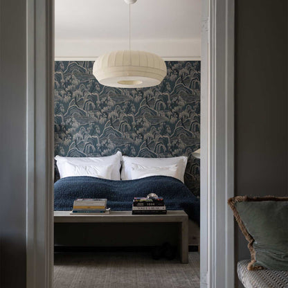 Tradition - Witte stoffen hanglamp in Japandi-stijl, ontwerp door een designer