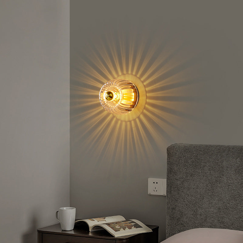 Moderne Luxe Glazen Zonvorm Volledig Koper Dubbel Doel 1-Licht Plafondlamp