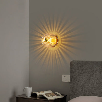 Moderne Luxe Glazen Zonvorm Volledig Koper Dubbel Doel 1-Licht Plafondlamp