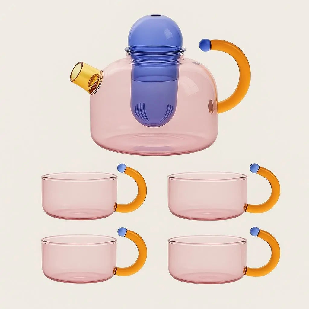 Borosio Prism Contrast Kleurrijke Glazen Theepot