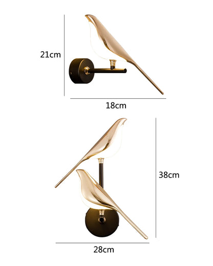 Gouden Vogel LED Wandlamp