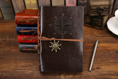 Retro Reisdagboek Met Piratenankers Spiraal Lederlook