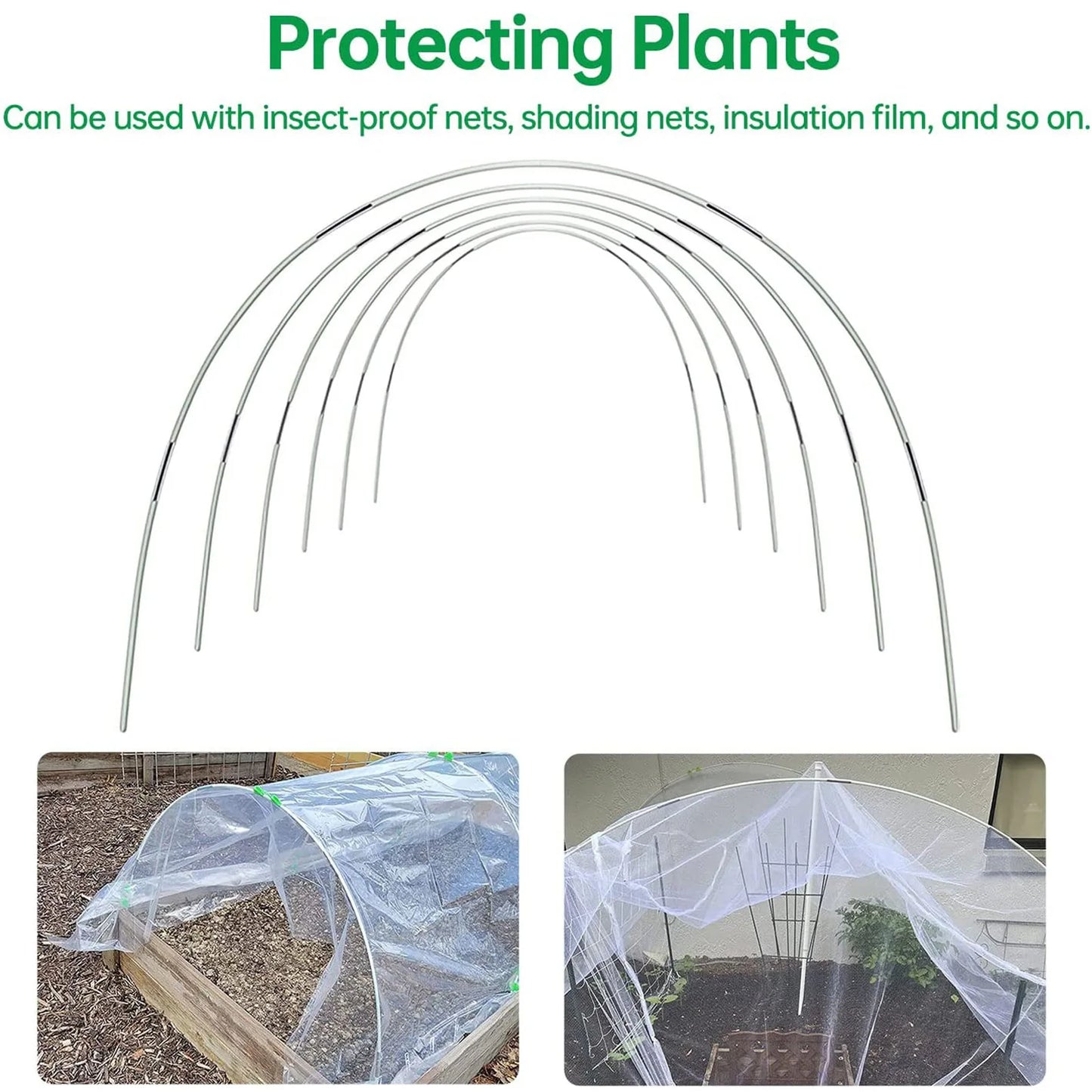 Plantura FlexGrow Tuinboog-set van glasvezel | DIY Planten tunnel voor verhoogde bedden & vroege bedden | Roestvrij & Herbruikbaar | Inclusief koppelingen