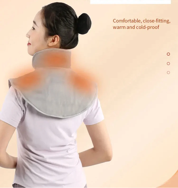 ThermoLiva Warmte-Nek- & Schoudermassager | USB-Verwarmingskussen met Vibratie | 3 Temperatuurinstellingen & Timer | Zacht Pluche