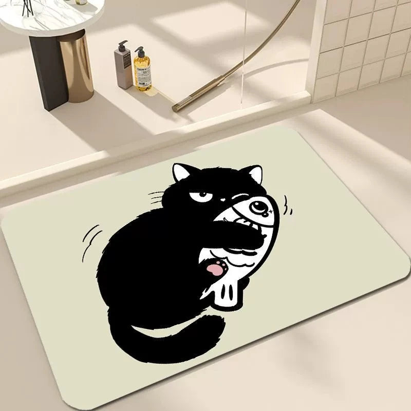 Welkom Kat Deurmat Zwart Gezellig