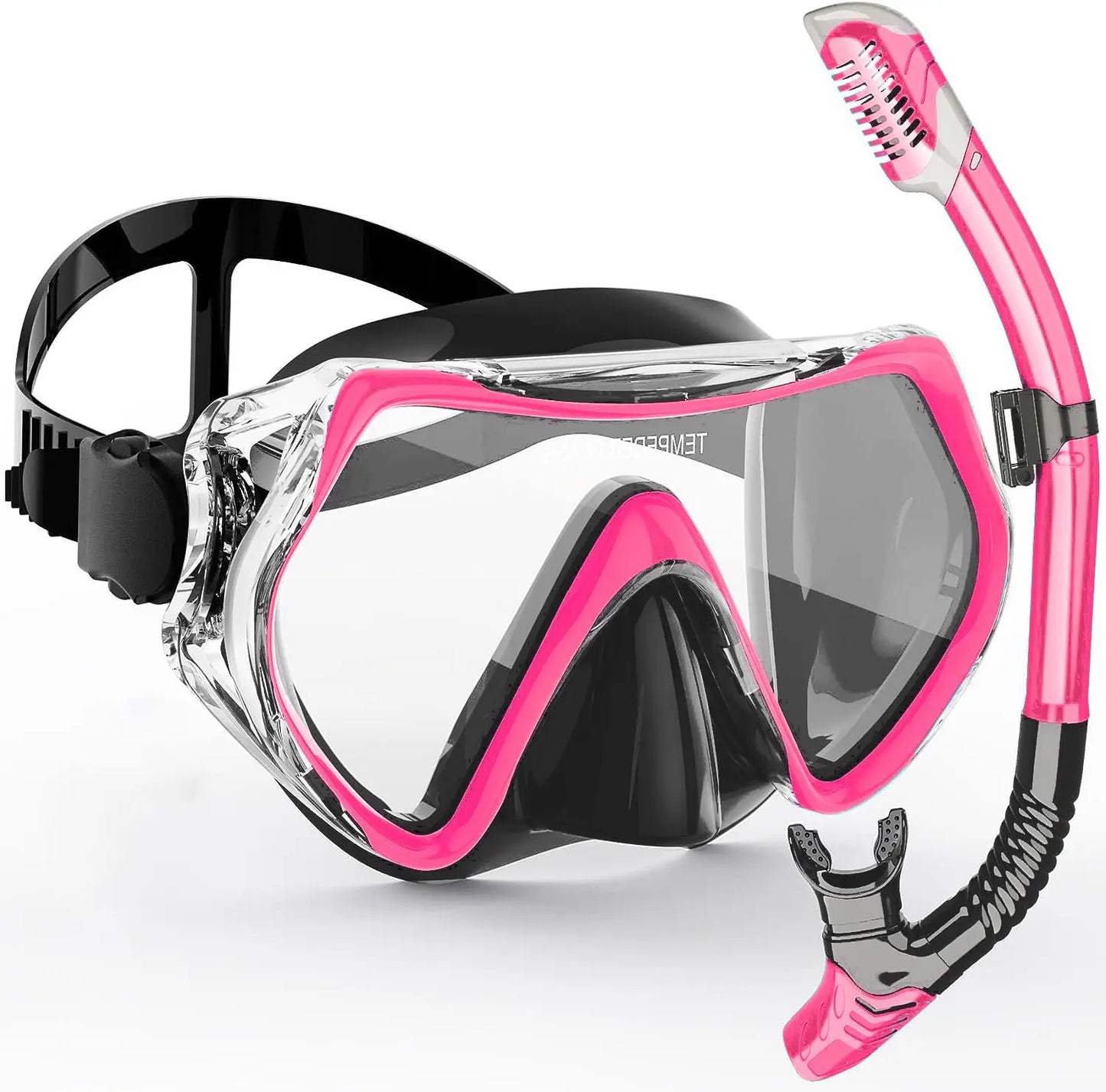 AquaVision Snorkelmaskerset voor Volwassenen | Antifog & Schokbestendig | Siliconen Rand & Trockensnorkel | 180° Gezichtsveld