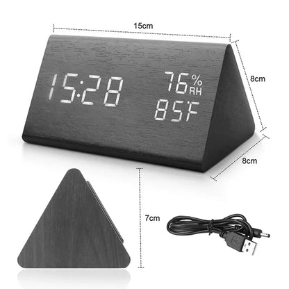 Houten LED Wekker Met Stemcontrole