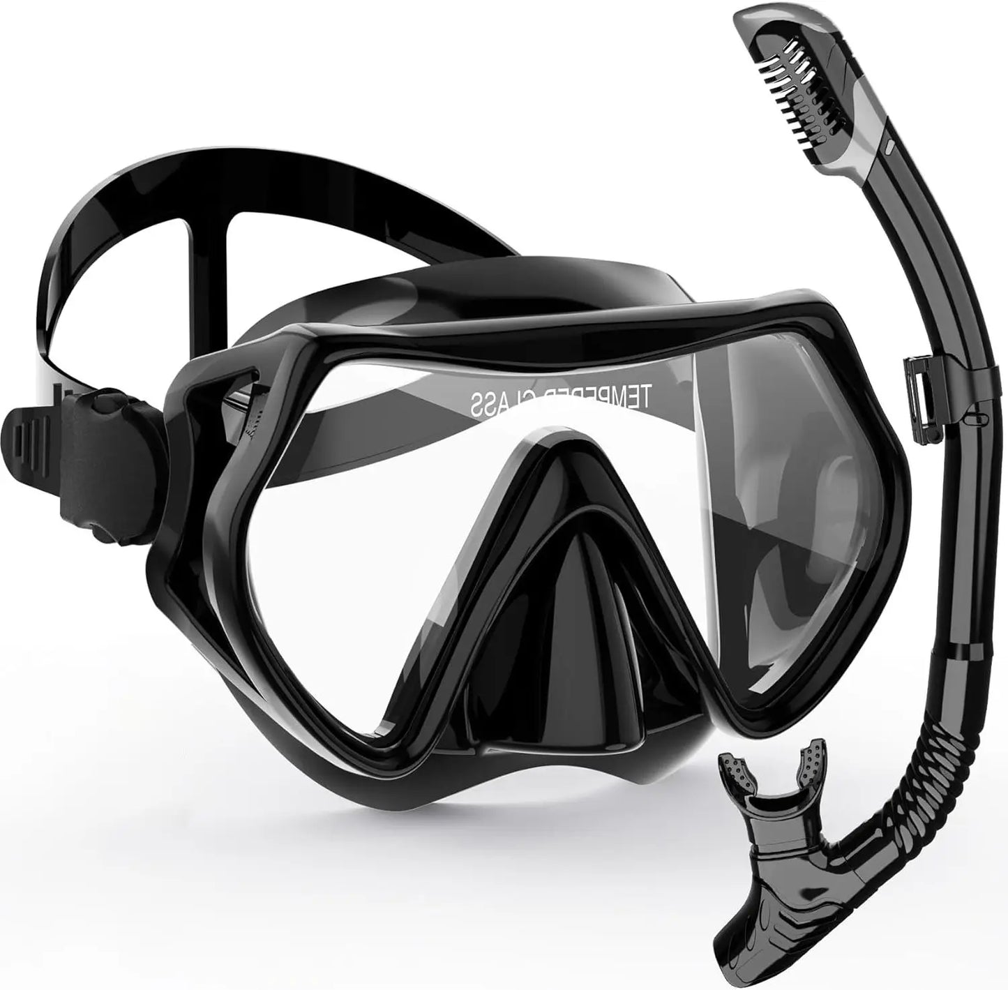 AquaVision Snorkelmaskerset voor Volwassenen | Antifog & Schokbestendig | Siliconen Rand & Trockensnorkel | 180° Gezichtsveld
