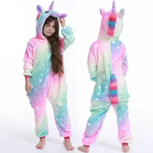 Unicorn Fleece Onesie – Schattige Pyjama met Hoorn en Oren voor Meisjes