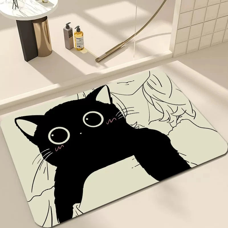 Welkom Kat Deurmat Zwart Gezellig