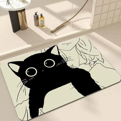 Welkom Kat Deurmat Zwart Gezellig