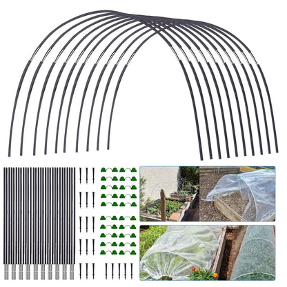 Plantura FlexGrow Tuinboog-set van glasvezel | DIY Planten tunnel voor verhoogde bedden & vroege bedden | Roestvrij & Herbruikbaar | Inclusief koppelingen