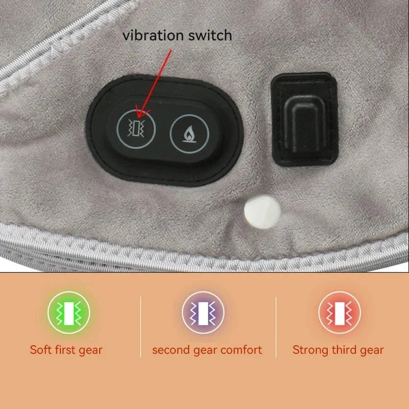 ThermoLiva Warmte-Nek- & Schoudermassager | USB-Verwarmingskussen met Vibratie | 3 Temperatuurinstellingen & Timer | Zacht Pluche