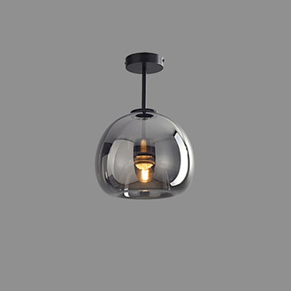 Nordic Light Luxe Ronde Glazen Bal 1-Licht Semi-Flush Mount Plafondlamp