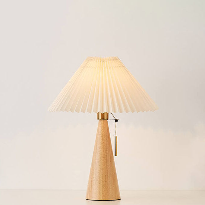 Japanse Minimalistische Vintage Geplooide Houten Stof LED Tafellamp