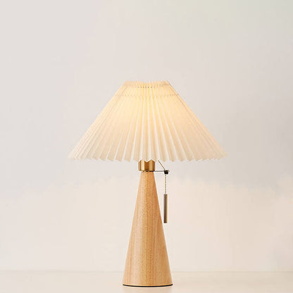 Japanse Minimalistische Vintage Geplooide Houten Stof LED Tafellamp