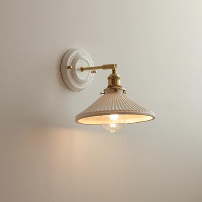 Traditionele Vintage Ronde Keramische Messing 1-Licht Wandlamp voor Woonkamer