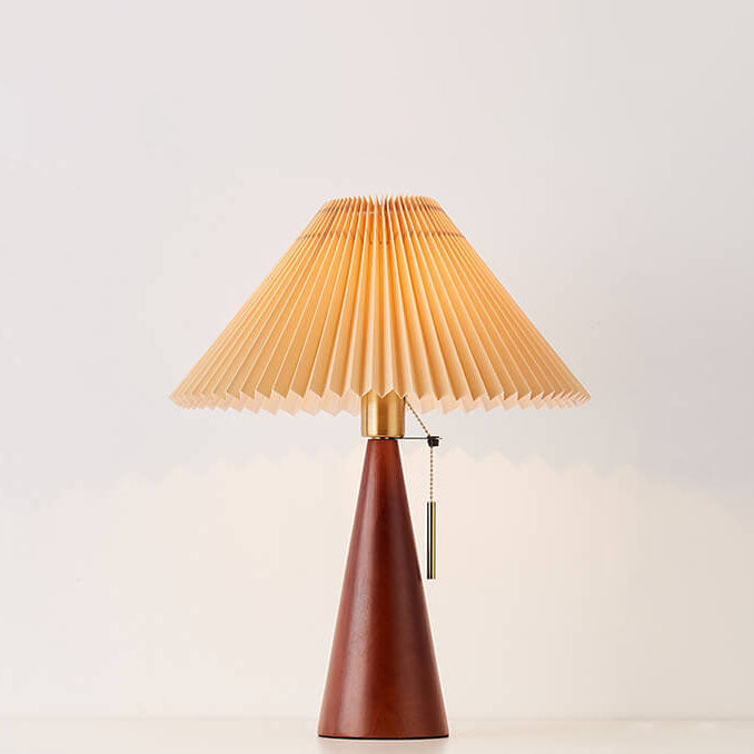 Japanse Minimalistische Vintage Geplooide Houten Stof LED Tafellamp