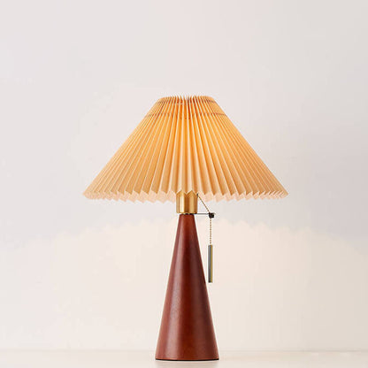Japanse Minimalistische Vintage Geplooide Houten Stof LED Tafellamp