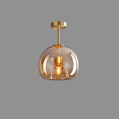 Nordic Light Luxe Ronde Glazen Bal 1-Licht Semi-Flush Mount Plafondlamp