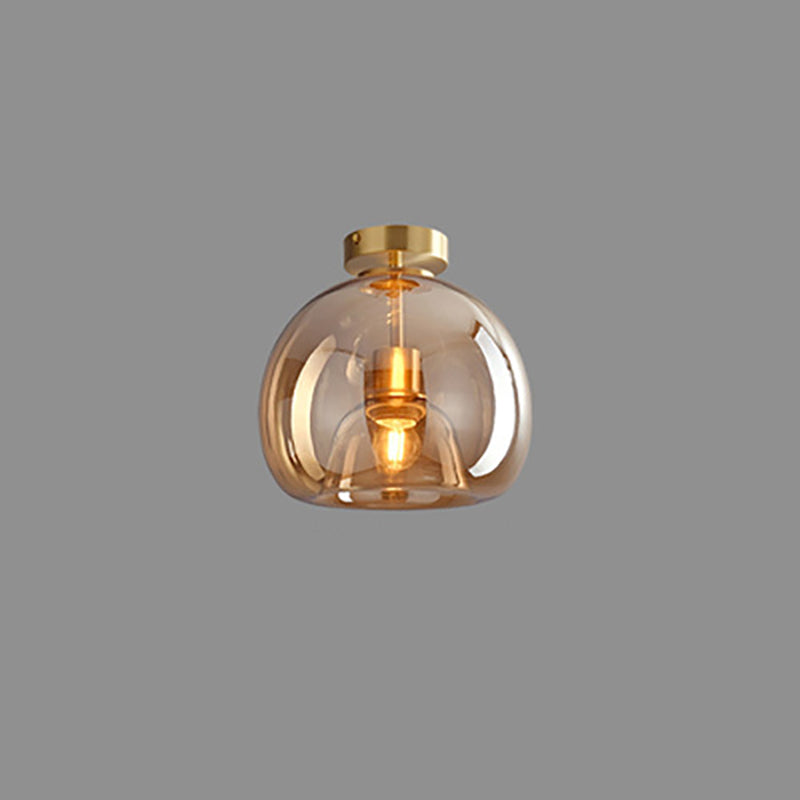 Nordic Light Luxe Ronde Glazen Bal 1-Licht Semi-Flush Mount Plafondlamp