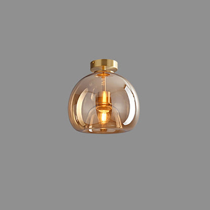 Nordic Light Luxe Ronde Glazen Bal 1-Licht Semi-Flush Mount Plafondlamp